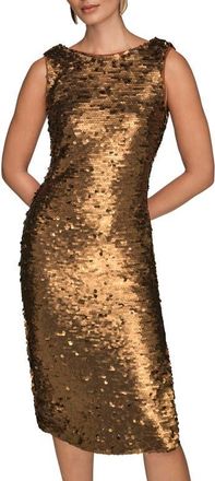 DKNY Sequin Sleeveless Midi Dress in Vicuna at Nordstrom, Size 12