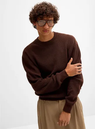 Djab Mens Loose waffle-knit sweater