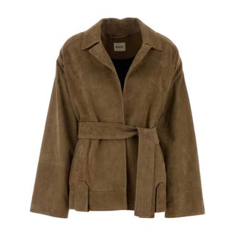 Khaite Alder Jacket - Dames - Leren en Su&egrave;de Jassen - Bruin - XS - Su&egrave;de - Jassen