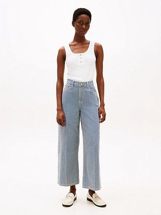 Tommy Hilfiger Stripe High Rise Wide Leg Jeans