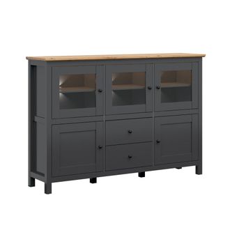 Petits Meubles Buf&eacute; 5 puertas y 2 cajones con led paneles de mdf y de melamina gris