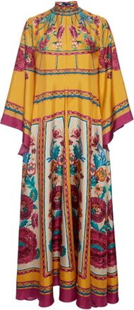 La DoubleJ Maxi-jurk met dierenriemprint - Dames - Maxi kleedjes - Geel - 2XS - Kleedjes