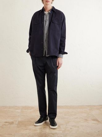 Herno Tapered Pleated Stretch-Twill Trousers