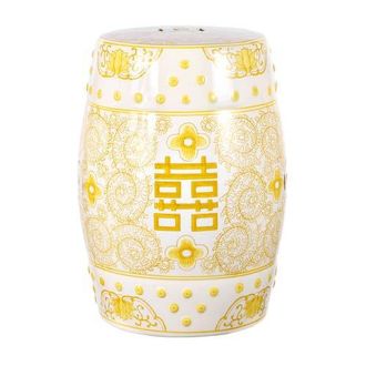 Jonathan Y Designs Double Happiness 18 Chinoiserie Ceramic Drum Garden Stool in Yellow/white at Nordstrom