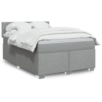 vidaXL Vidaxl - Cama Box Spring Con Colch&oacute;n Tela Gris Claro 140x190 Cm