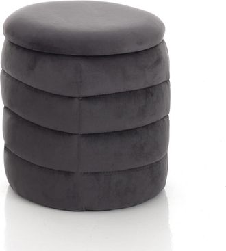 Oresteluchetta Puf almacenaje microfibra efecto terciopelo gris &oslash;35xh40 cm
