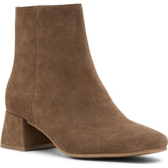 Blondo Lizzy Waterproof Square Toe Block Heel Bootie in Taupe Suede at Nordstrom Rack, Size 8.5