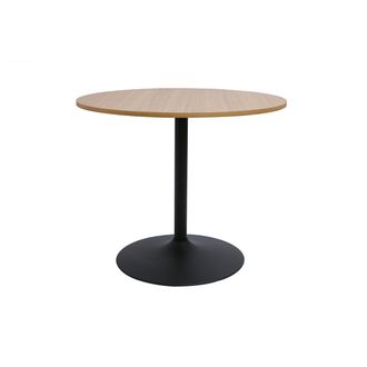 Miliboo Miliboo - Mesa Redonda De Dise&ntilde;o De Comedor En Acabado De Roble Y Negro D90 Cm Calista