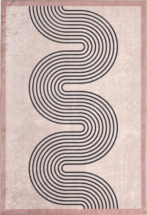 Nazar Rugs Alfombra lavable a m&aacute;quina con dise&ntilde;o de olas - beige - 160x230