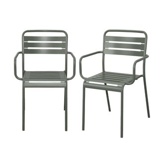 Sweeek Sill&oacute;n de jard&iacute;n bistr&oacute; de acero, set de 2, verde kaki