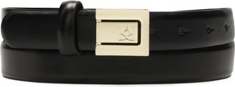 Kazar Smalle zwarte riem met ingebouwde gesp - Dames - Riemen - Zwart - 80 CM - Leer - Accessoires