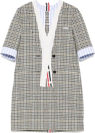 Thom Browne Abito corto con applicazione trompe loeil - Toni neutri