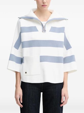 Joseph Ribkoff striped zip-up sweater - women - Viscose/Polyester/Nylon - S - White