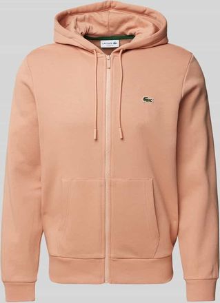 Lacoste Sweatjacke mit Label-Patch in Rostrot, Gr&ouml;&szlig;e M