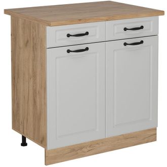 Vicco Mueble Bajo De Cocina R-line, Blanco Casa De Campo, 80 Cm, Et Roble