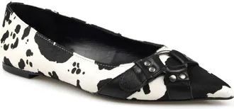 Zigi Soho Hilo Pointed Toe Flat in Black White Calf Hair at Nordstrom, Size 8
