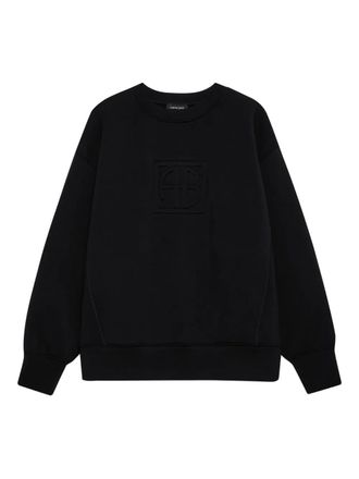 Anine Bing Alto monogram sweatshirt - women - Nylon/Rayon/Spandex/Elastane - L - Black