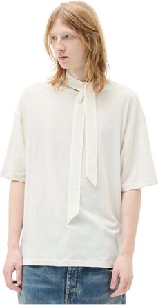 Ann Demeulemeester Tops, Heren, Wit, XS, Katoen, Danvald High Comfort T-Shirt