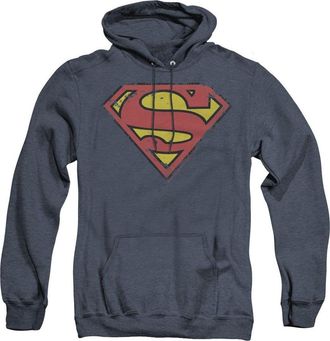 Gildan Superman Distressed Shield Adult Heather Hoodie / Hooded Sweatshirt