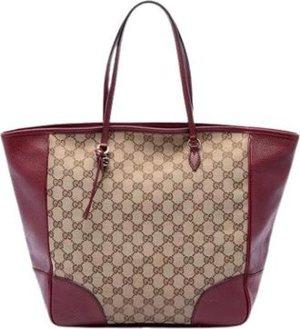 Gucci Pre-owned Canvas Tote - Dames - Vintage Shopper - Beige - ONE Size - Leer - Vintage