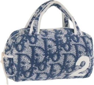 Dior Pre-owned Handbags, female, Blue, Size: ONE SIZE Pre-owned Vintage Canvas Hand Bag
