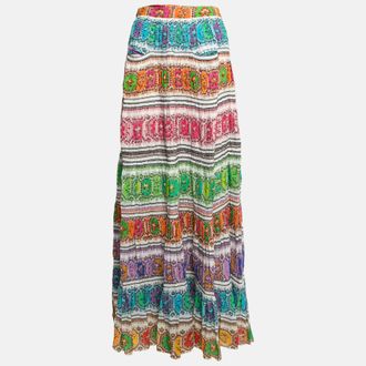 Roberto Cavalli Multicolor Printed Cotton Maxi Skirt
