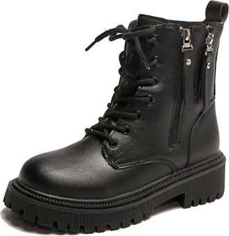 Generic Boots for Women UK Lace up Combat Boots Fashion Mid Calf Biker Ankle Booties Modern Winter Chelsea Boot with Side Zip Outdoor Non-Slip Hiking Shoes