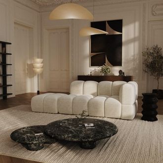 Sia Home Sof&aacute; derecho de terciopelo texturizado crema