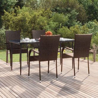 vidaXL Vidaxl - Juego De Comedor De Jard&iacute;n 5 Piezas Rat&aacute;n Sint&eacute;tico Marr&oacute;n