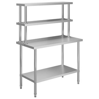 vidaXL Mesa De Trabajo De Cocina Con Estante Acero Inox 120x60x150 Cm Vidaxl