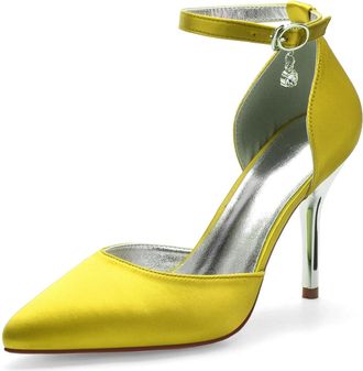 Miyoopark Womens Wedding Dress Shoes Stiletto High Heel Occasions Pumps M522 Yellow UK 5.5