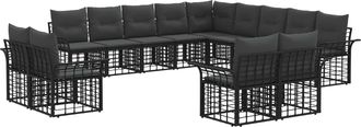 vidaXL Conjunto De Sof&aacute;s De Exterior 13 Uds. Negro Y Gris Oscuro Vidaxl