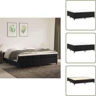 vidaXL The Living Store Struttura Letto a Rete a Molle Nero 200x200 cm in Velluto - Letto a molle in velluto