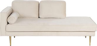 Beliani Beliani - Chaise Longue Tapizado En Terciopelo Beige Dorado Versi&oacute;n Izquierda Patas De Metal Dise&ntilde;o Moderno Miramas