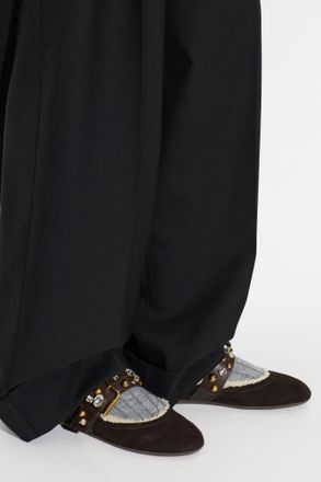 Dolce & Gabbana Suede Ballerinas With Shimmering Appliqu&eacute;s, Womens, Brown