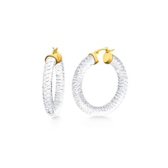 Gold & Honey Womens Cable Lucite Hoop Earrings In Clear
