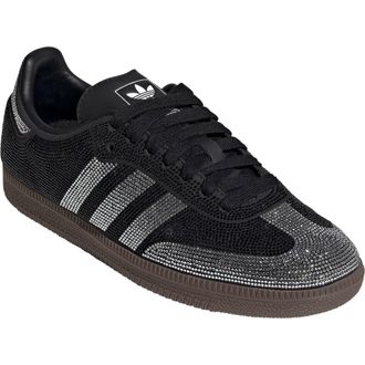 adidas Samba OG Crystal Embellished Sneaker in Black/Black/White at Nordstrom, Size 11.5