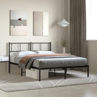 vidaXL Estructura Cama Sin Colch&oacute;n Con Cabecero Metal Negro 140x190 Cm Vidaxl