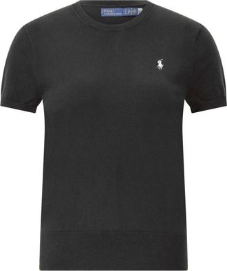 Polo Ralph Lauren Kortemouw Logo Trui - Dames - Ronde hals truien - Zwart - M - Katoen - Truien & Vesten