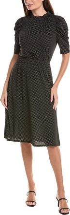 Adrianna Papell Printed Knit Moss Crepe Ruffle Neck Dress