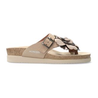 Mephisto Bloemige Slide Sandaal - Taupe - Dames - Slippers - Beige - 42 EU - Schoenen