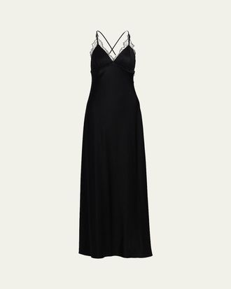Kobi Halperin Evin Lace-Trim Satin Maxi Dress