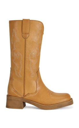 Azalea Wang Mariana Flat Boot in Tan at Nordstrom, Size 10