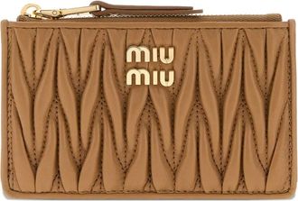 Miu Miu Gewatteerde pasjeshouder met rits - Bruin