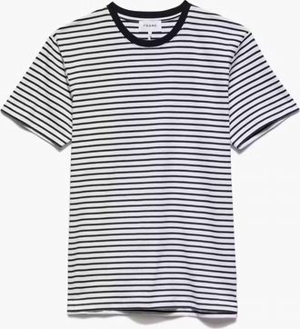 Frame Denim Frame Stripe Tee In Off White/noir