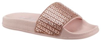 Skechers Pantolette SKECHERS POP UPS NEW SPARK, Damen, Gr. 36, rosa (ros&eacute;goldfarben), Textil, Schuhe Pantolette, Sommerschuh, Schlappen mit funkelnder Bandage