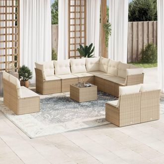 vidaXL Set De Sof&aacute;s De Jard&iacute;n 12 Pzas Y Cojines Rat&aacute;n Sint&eacute;tico Marr&oacute;n Vidaxl