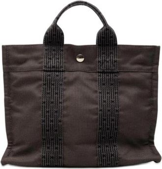 Herm&egrave;s Tweedehands Canvas handtassen - Dames - Vintage Handtas - Grijs - ONE Size - Vintage
