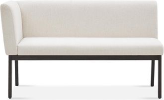 Castlery White Left Banquette Bench, Dark Brown Wooden Leg |Elliot by Castlery