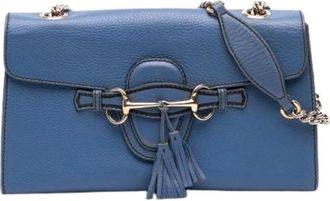 Gucci Pre-owned Shoulder Bags, female, Blue, Size: ONE SIZE Pre-owned Leather Shoulder Bag